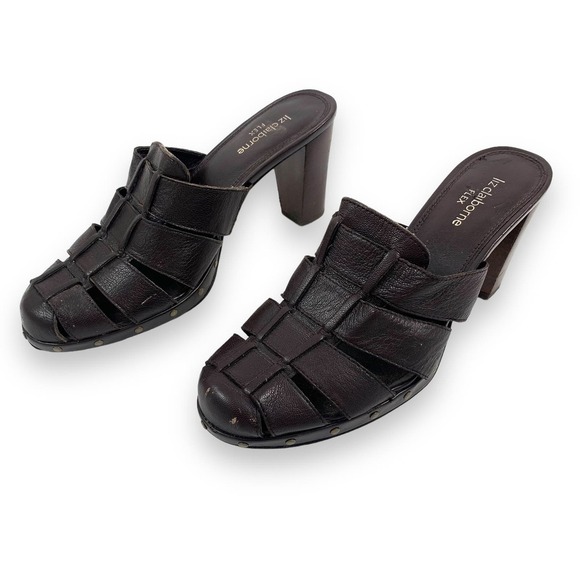 Vintage LIZ CLAIBORNE leather studded platform mules - Picture 2 of 12